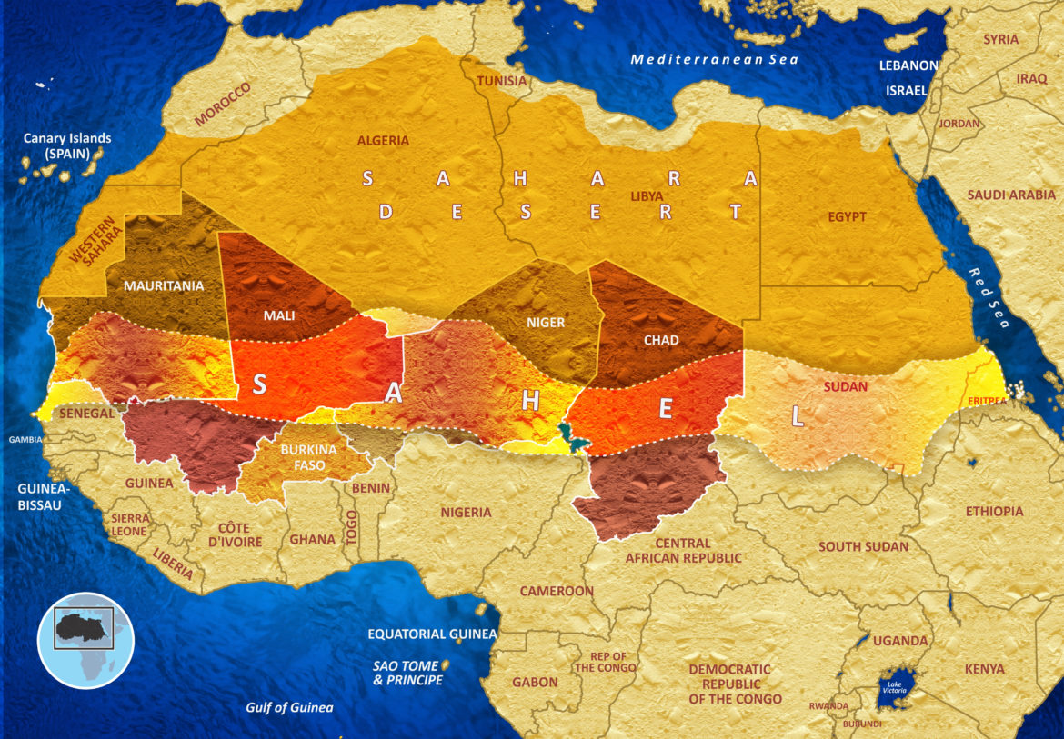 G5,Sahel,Region,With,Bordering,Countries,And,Sahara,Desert,,3d
